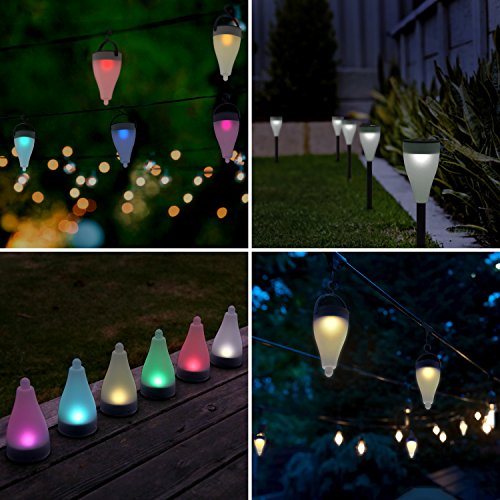 Aglaia Solarleuchten garten LED, 6 Stück Wasserdicht Solarleuchte, 7 Farben und 3 Beleuchtungsmodus mit Erdspieß für Garten Balkon und Terrasse. - 
