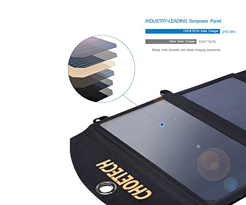 Solar Ladegerät CHOETECH 19W Regenbestädiges & Faltbares Solarpanel für iPhone, Galaxy S7/S8/S8 Plus, iPad und andere Handys - 