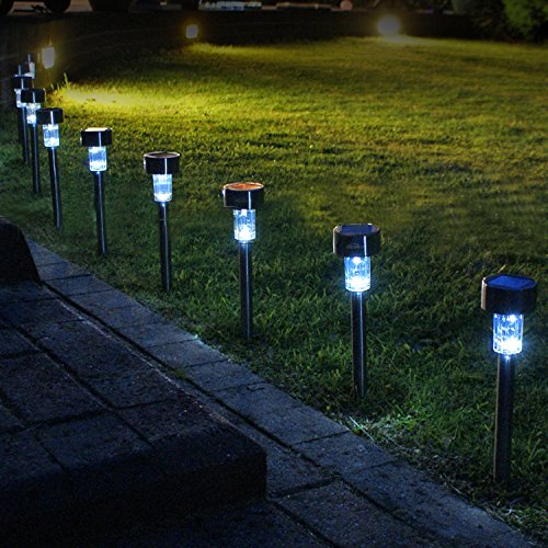 Kealive LED Solarleuchte Garten Lampe mit Erdspieß Wegeleuchten Gartenleuchte aus Edelstahl, 6er Set Wasserdicht für Außen / Landscape / Outdoor (LT-SO1) - 