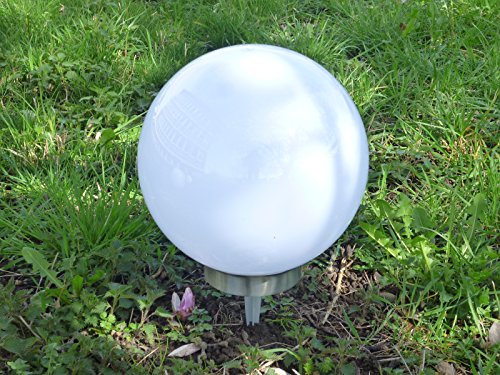 3 x LED Solarleuchte Gartenleuchte Kugelleuchte MARA mit Erdspieß Bodenleuchte Dekoration wahlweise umschaltbar zwischen LED kaltweiß und farbwechselnd (Durchmesser 15cm) - 